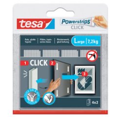 Bande auto-agrippante Powerstrips CLICK, large, blanc