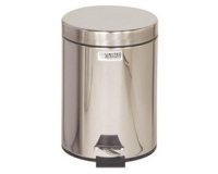 Poubelle à pédale, ronde, 5,6 litres, argent