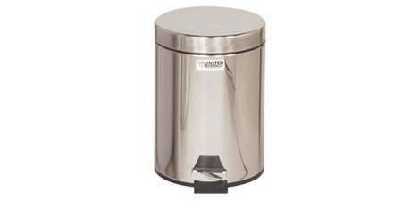 Poubelle à pédale, ronde, 5,6 litres, argent