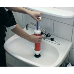 Pompe de débouchage d'évier, blanc/rouge