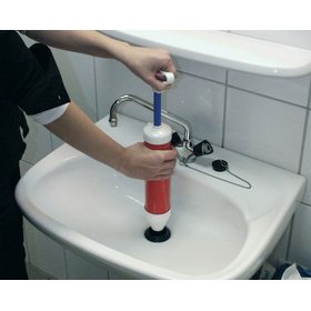 Pompe de débouchage d'évier, blanc/rouge
