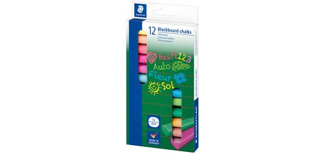 Staedtler bordkrijt, doos van 12 stuks in geassorteerde kleuren
