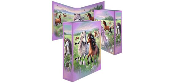 Classeur à motif 'Le monde des chevaux', A4