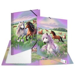 Chemise à élastique 'Le monde des chevaux', carton, A4