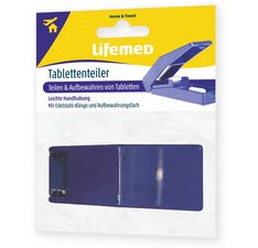 Coupe-comprimé avec réservoir, bleu