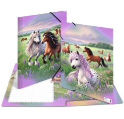 Chemise à élastique 'Le monde des chevaux', carton, A3