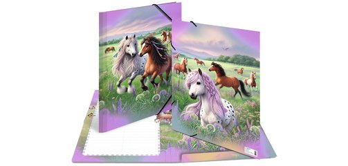 Chemise à élastique 'Le monde des chevaux', carton, A3