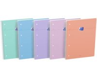 Cahier Oxford smart spirale 4 trous 230x297 160p optik p. seyes assorti pastel