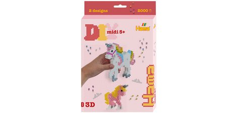 Hama Perles à repasser midi 3D 'Licornes', coffret cadeau