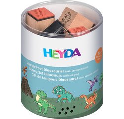 Jeu de tampons à motif 'Dinosaure', boîte ronde