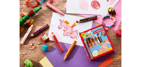 Mehrfach-Talent Bleistift Woody 3 in 1, Etui mit 6 Einhörnern