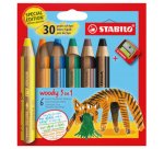 Crayon multi-talents woody 3 en 1, étui de 6 Tigre