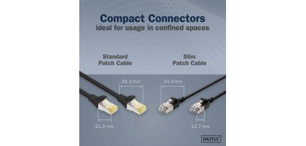 Câble de brassage Slim, cat. 6A, F/FTP, 0,5 m, gris