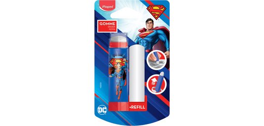 Gomme en plastique SUPERMAN + gomme de rechange