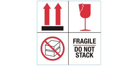 Étiquette 'FRAGILE / DO NOT STACK'