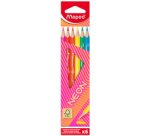 Crayon de couleur triangulaire NEON, étui carton de 6