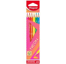Crayon de couleur triangulaire NEON, étui carton de 6