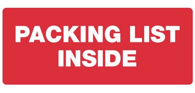 Étiquette 'PACKING LIST INSIDE'