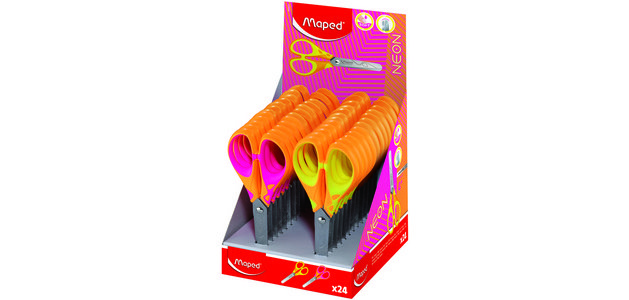 Ciseaux Pulse Soft NEON, 130 mm, présentoir de 24