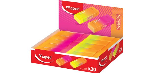 Gomme en plastique NEON, présentoir de 20