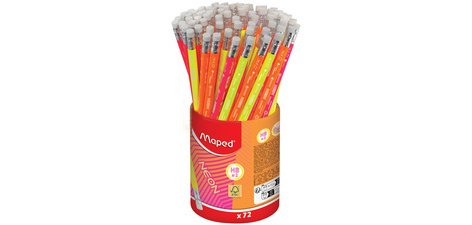 Crayon à papier NEON, avec gomme, dureté: HB, pot 72