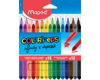 De_set rotuladores maped color pepjungle 12 colores + 15 lapices de colores infinity surtidos