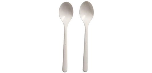 Cuillère à café réutilisable, longueur 130 mm, blanc