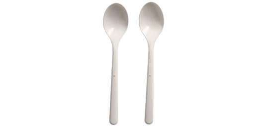 Cuillère à café réutilisable, longueur 130 mm, blanc