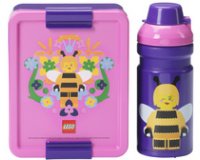 Gourde + Boîte à goûter LUNCH SET BEE, lilas