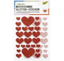 Sticker pailleté en caoutchouc mousse HEARTS LOVE