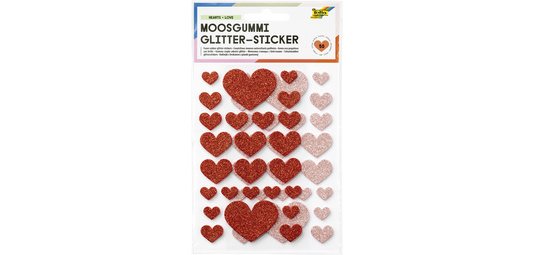 Sticker pailleté en caoutchouc mousse HEARTS LOVE
