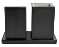 Organiseur de bureau avec chargeur Qi, noir