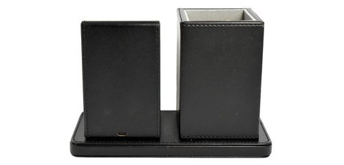 Office organizer with Qi charger, black
