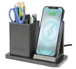 Organiseur de bureau avec chargeur Qi, noir