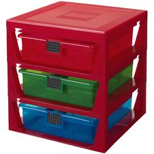Module de classement 3-DRAWER STORAGE RACK, rouge