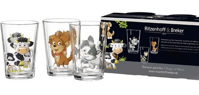 Verre ANIMAUX DE LA FERME, set de 3