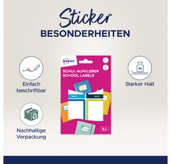 AVERY Étiquette pour livre, papier, 48 x 70 mm, cadre coloré