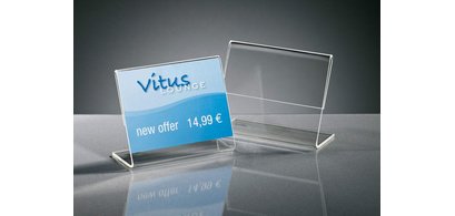 Support d'information/prix, acrylique, A8 paysage