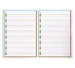 Cahier d'écriture piqué spécial Dys 17x22 cm 48 pages cadre et lignes 4 couleurs Interligne 3 mm - Assortis