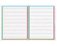 Bloc d'écriture spécial Dys encollé en-tête A4 100 pages détachables cadre et lignes 4 couleurs Interligne 2 mm - Rouge