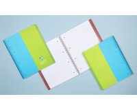 Cahier reliure intégrale enveloppante Koverbook TWIN A4+ 80 pages grands carreaux + 80 pages petits carreaux détachables perforé 4 trous couverture polypropylène bicolore - Assortis