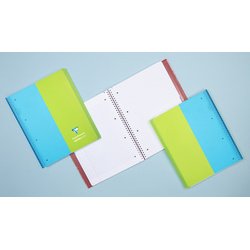 Cahier reliure intégrale enveloppante Koverbook TWIN A4+ 80 pages grands carreaux + 80 pages petits carreaux détachables perforé 4 trous couverture polypropylène bicolore - Assortis