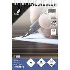 Bloc-notes à spirale, A5, ligné, 100 feuilles