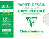 Dessin à Grain 100% Recyclé pochette 12F 24x32 180g