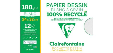 Dessin à Grain 100% Recyclé pochette 12F 24x32 180g