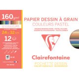 Papier dessin 'à Grain', couleurs pastel