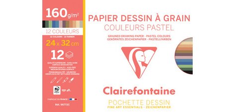Papier dessin 'à Grain', couleurs pastel
