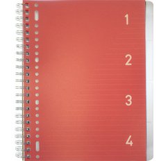 Cahier à spirale 4en1, A4, ligné, 200 pages