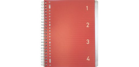 Cahier à spirale 4en1, A4, ligné, 200 pages