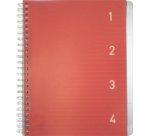 Cahier à spirale 4en1, A5, ligné, 200 pages, rouge